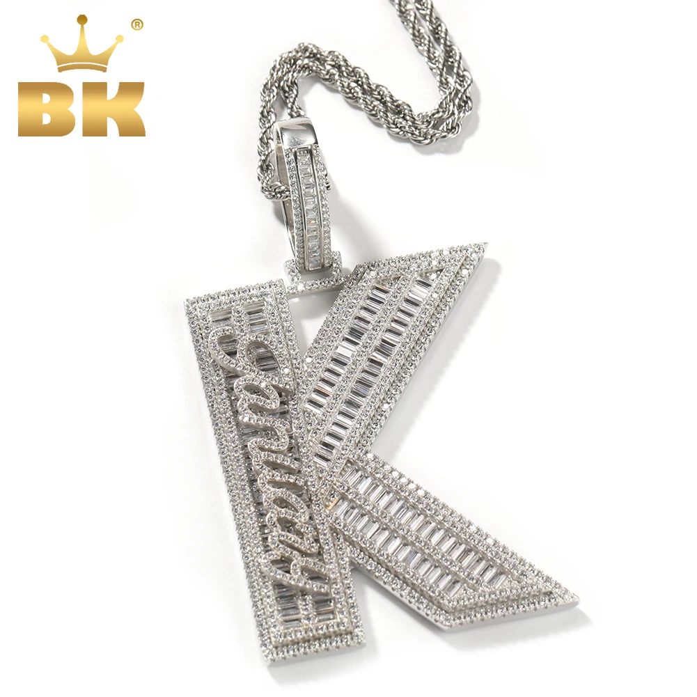 Top Trends: THE BLING KING Custom Big Baguettecz Letter Pendant Personalized Cursive Mimi Name Letters Iced Out CZ Hiphop Jewelry For Men Shoppable Styles