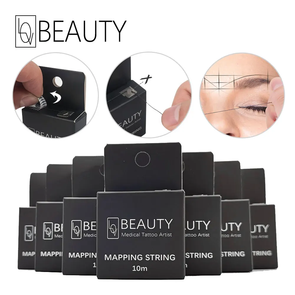 Top Trends: LoveBeauty Tattoo Eyebrow Mapping String 10m Pre-Inked Black White Thread Marker Microblading Brows Positioning Assistance Line Shoppable Styles