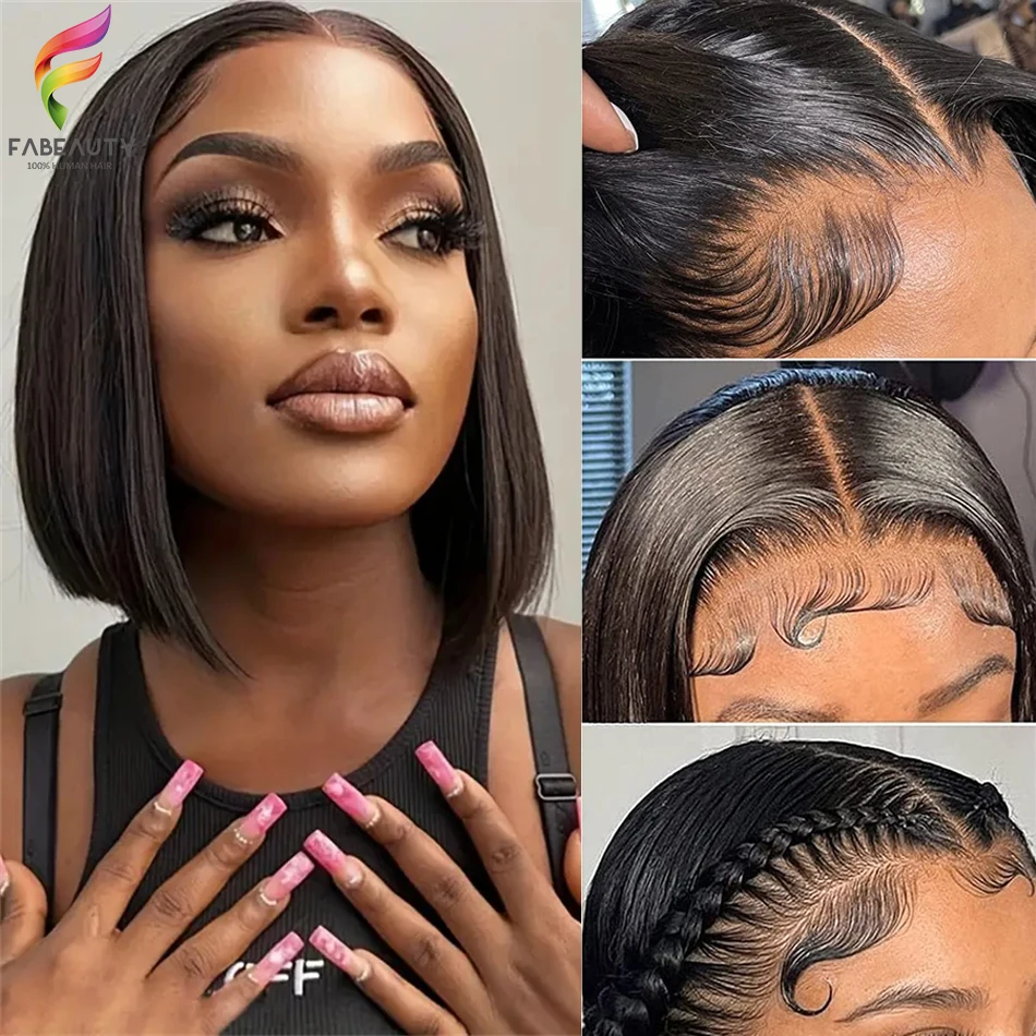 Top Trends: 13X4 13x6 Lace Front Bob Wig 8-16 Inch Short Bob Wig Human Hair Straight 180% Lace Frontal Wig Straight Hair Bob 4x4 Closure Wig Shoppable Styles