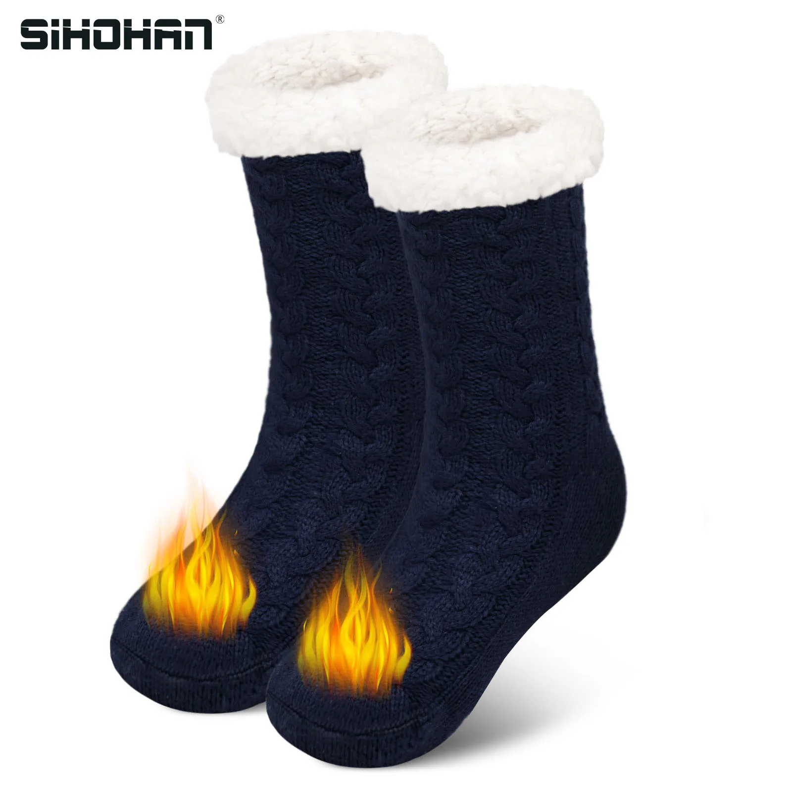 Top Trends: Men's Slipper Socks Thick Thermal Fluffy Cozy Bed Socks Winter Fuzzy Fleece Lined Non Slip Warm Floor Socks With Grippers Shoppable Styles