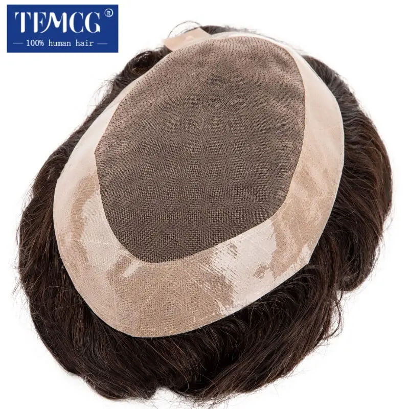 Top Trends: Men Wig Natural Human Hair Toupee Mono Male Wig Durable Male Hair Prosthesis Toupee Men 6&quot; Hair Replacement System For Men Shoppable Styles