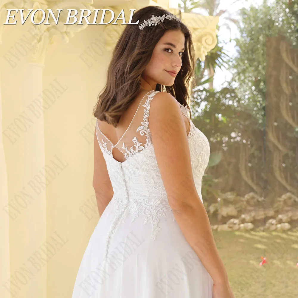 Top Trends: EVON BRIDAL Boho Sleeveless Wedding Dress Plus Size 2024 V-Neck Chiffon Bride Gown A-Line Lace Applique Vestidos Novias Boda Shoppable Styles - Image 6