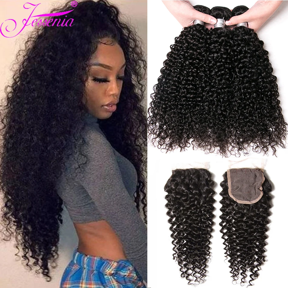 Top Trends: Kinky Curly Bundles With HD Transparent Closure Human Hair 12A Brazilian Virgin Unprocessed Wet And Wavy 3 Bundles With Frontal Shoppable Styles