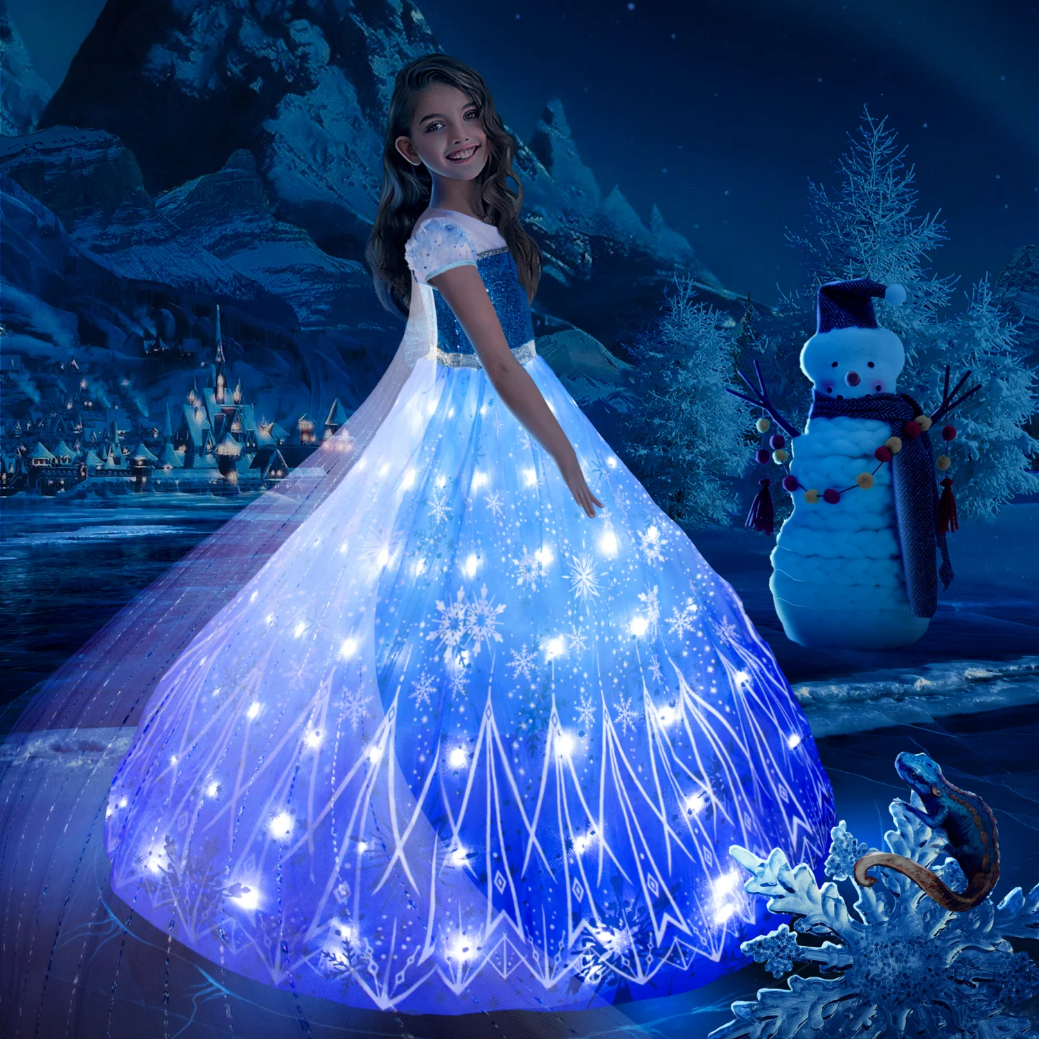 Top Trends: Uporpor Frozen Princess Elsa LED Light Up Dress For Girls Kids Cosplay Party Clothes Snow Queen Carnival Christmas Prom Gown Shoppable Styles