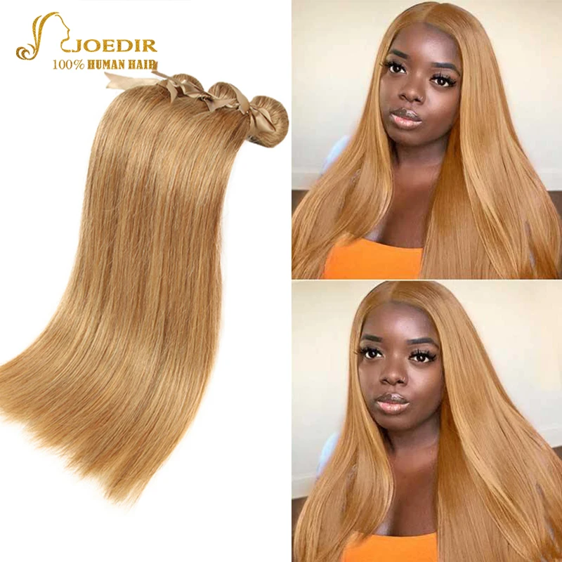 Top Trends: Joedir Wholesale Honey Blonde 27 Color Bundles Human Hair Brazilian Natural Remy Straight Hair Can Made To Wig Remy Extension Shoppable Styles