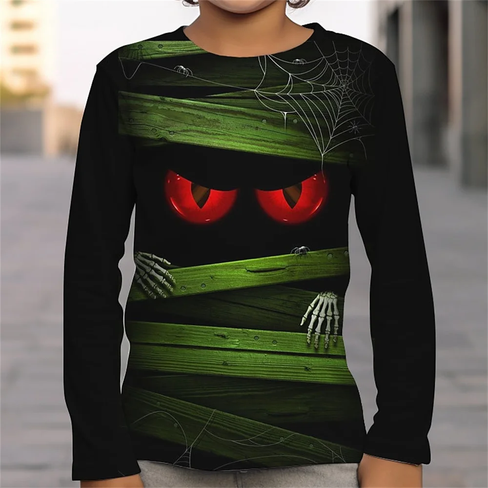 Top Trends: Halloween Tees 3d Skull Optical Illusion T Shirts For Children Clothes Fteenagers Boys Wear Large Eyeball T-Shirt For A Boy 2023 Shoppable Styles