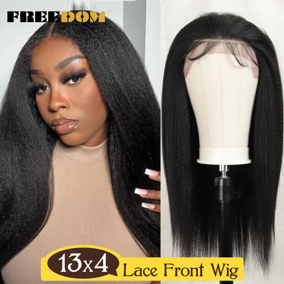 Top Trends: FREEDOM 13x4 Synthetic Lace Front Wigs For Black Women Yaki Straight 26 Inch Long Ombre Brown Blonde Lace Wigs Heat Resistant Shoppable Styles