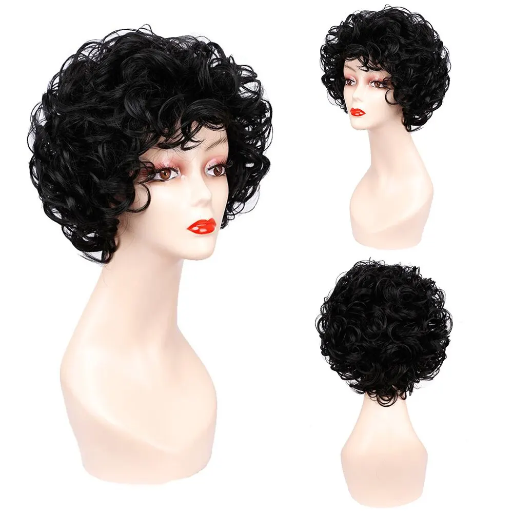 Top Trends: Amir Short Curly Wigs Synthetic Hair Black Brown Afro Ombre Blonde Wig Hair Cosplay Wigs For Women In Promotion Shoppable Styles