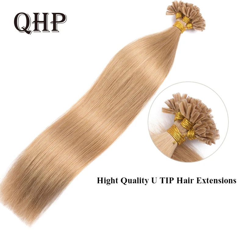 Top Trends: QHP Straight Keratin Capsules Nail U Tip Hair Extensions Human Fusion Hair Brazilian Remy Natural Hair Extension Blond Color Shoppable Styles