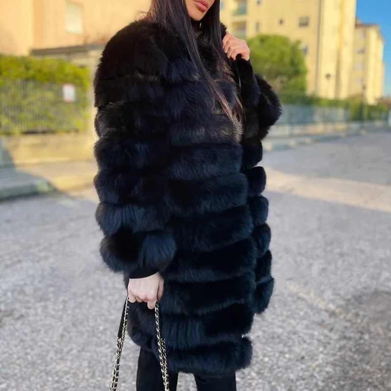 Top Trends: QUEENTINA Real Fox Fur Coat Winter Women's Long Sleeves Clothing Wholesale 2022 Fashion Female Natural Fur Jacket On Offer Shoppable Styles