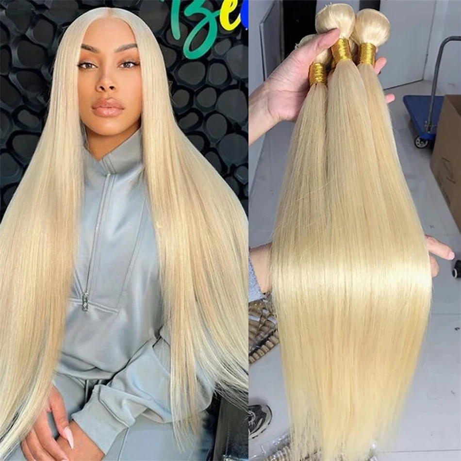 Top Trends: 613 Blonde Straight Hair Bundles Brazilian Remy Human Hair Extensions Honey Blonde Human Hair Weave 1 / 3 / 4 Bundles 8- 40 Inch Shoppable Styles