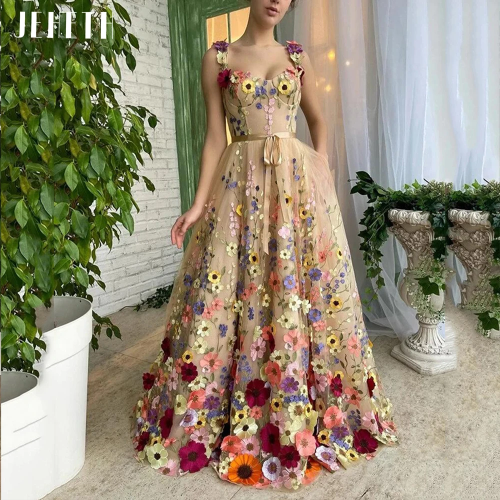 Top Trends: JEHETH Luxury 3D Flowers Prom Dress Floral Women Sweetheart Pastoral Backless Formal Evening Gown Floor Length Vestidos De Gala Shoppable Styles