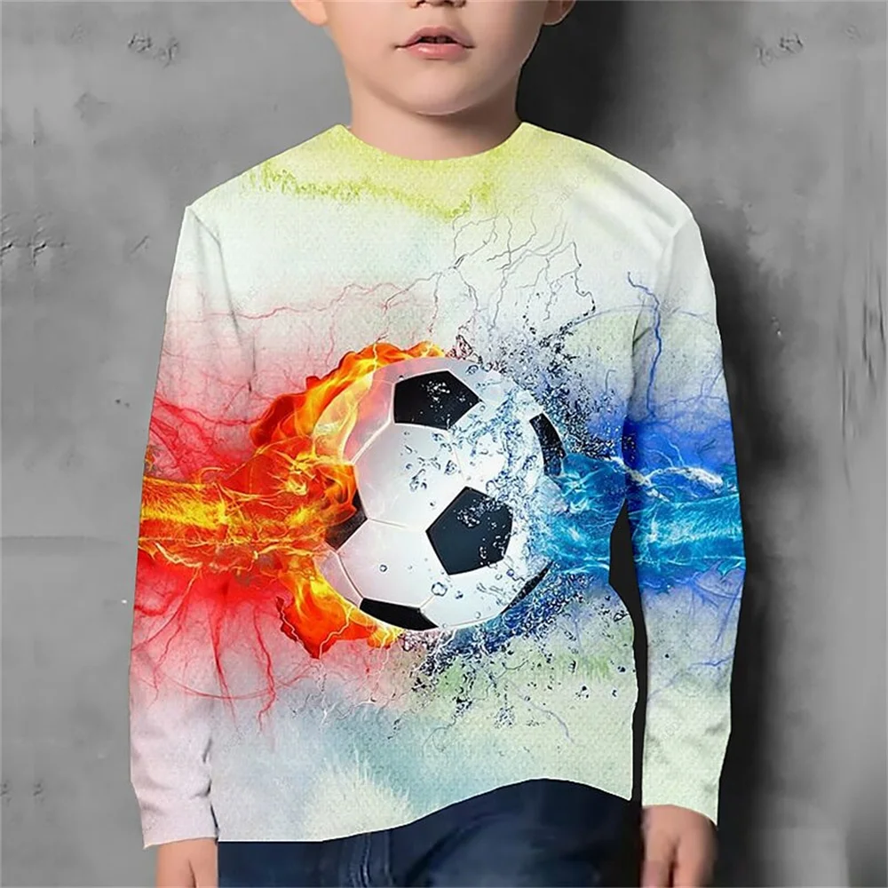 Top Trends: Boys 3d Graphic Gradient Football T Shirt Tee Long Sleeve 3d Print Outdoor Clothes For Children Kids 3-12 Years Casual T-Shirts Shoppable Styles