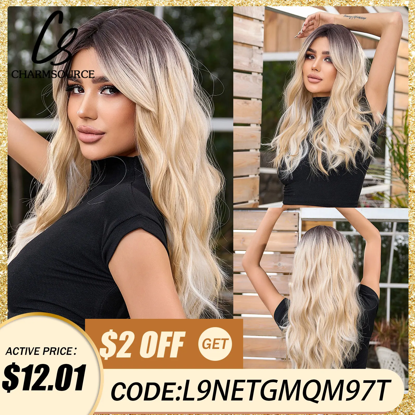 Top Trends: Long Natural Wavy Wig With Side Bangs Ombre Brown To Platinum Blonde Curly Synthetic Wigs For Women Heat Resistant Fake Hair Shoppable Styles