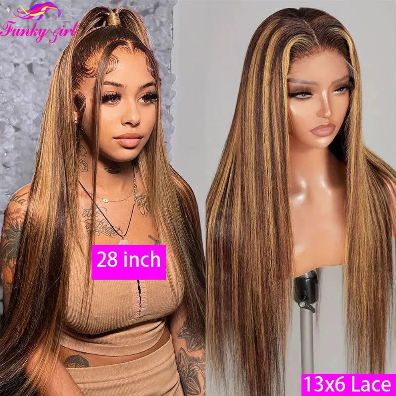 Top Trends: P4 / 27 Highlight 13x6 Bone Straight Lace Front Wig Transparent Lace Human Hair Wigs For Women Pre Plucked Lace Closure Cheap Wigs Shoppable Styles