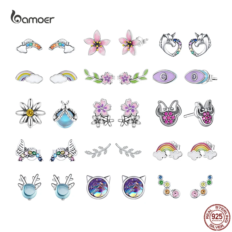 Top Trends: Bamoer Cute Romantic Fairy Elevs Exquisite Stud Earrings For Women Genuine 925 Sterling Silver Rainbow Ear Studs Luxury Jewelry Shoppable Styles