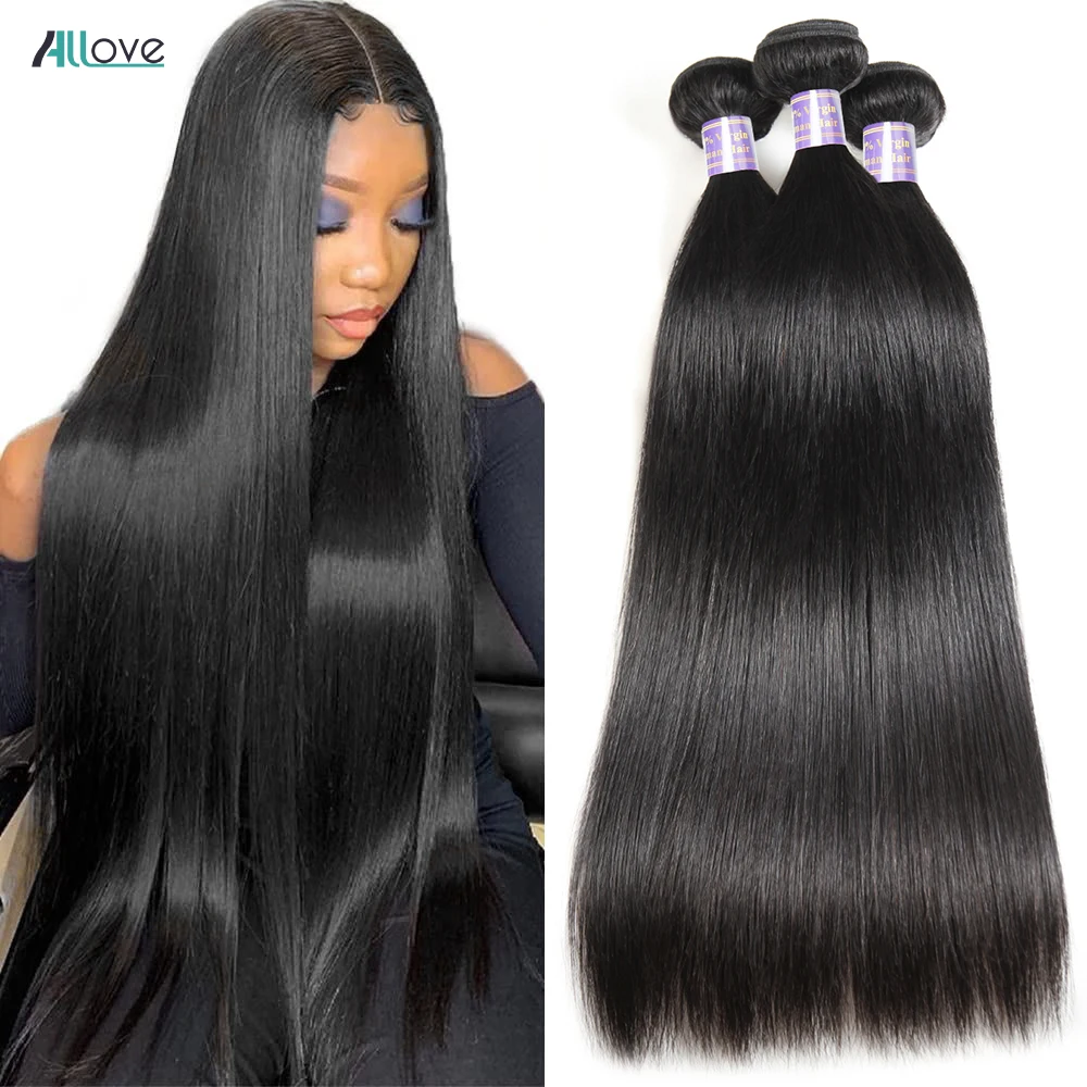 Top Trends: Allove Bundles Human Hair Bone Straight Bundles Brazilian Hair Weave Bundles 1 / 3 / 4 PCS 30 32 Inch Remy Hair Extensions For Women Shoppable Styles