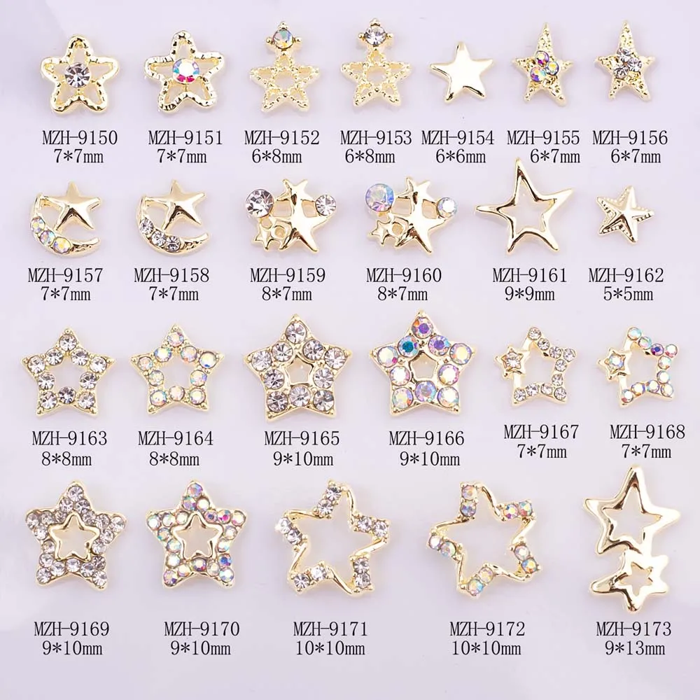 Top Trends: 10Pcs Star Alloy Nail Art Jewelry Charm 3D Five-Pointed-Star Silver Crystals Diamond DIY Nail Art Trinkets Luxury Manicure Decor Shoppable Styles - Image 4