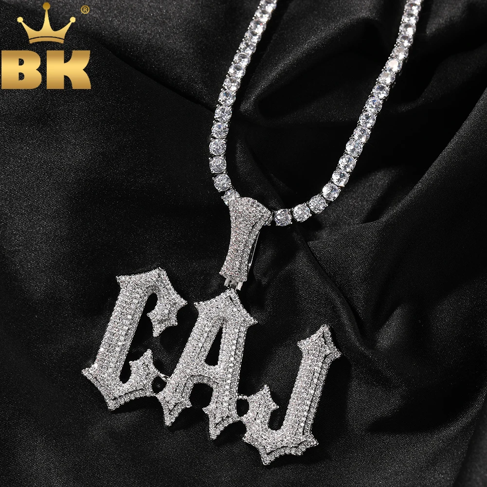 Top Trends: THE BLING KING Custom Spiny Letters Micro Paved CZ Personalized Color Initial Letter Pendant Necklace Hiphop Rapper Jewelry Shoppable Styles