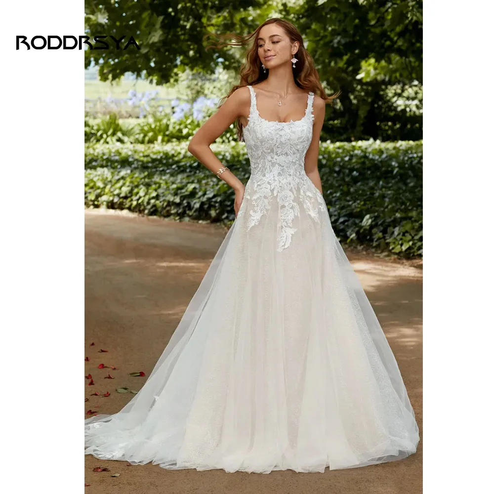 Top Trends: RODDRSYA Boho Elegant Wedding Dresses For Women Square Collar Appliques Lace Backless With Button Vestidos De Novia Custom Made Shoppable Styles