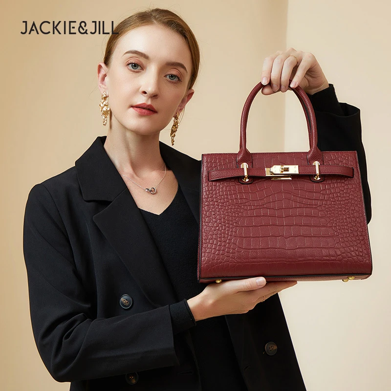 Top Trends: Jackie&Jill New Women'S Bags Fashion Crocodile Embossed Cowhide Material Ladies Handbag Tote Bag Handbag Shoppable Styles