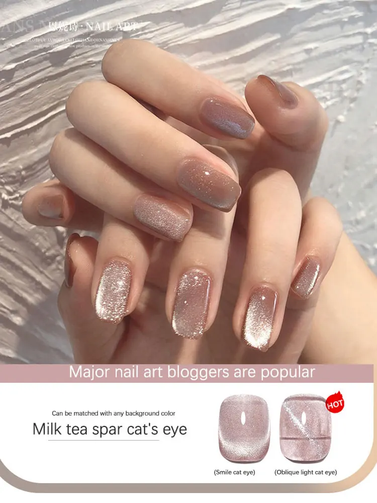 Top Trends: Annies Milk Tea Spar Cat Eye Magnetic Gel Nail Polish Glue 10ml Silver Variety Glue Nail Art Shiny Nail Art Varnish Shoppable Styles