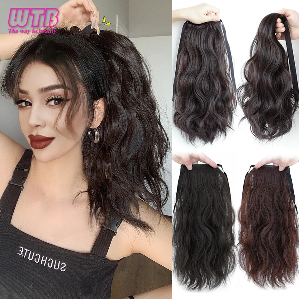 Top Trends: WTB Synthetic Long Curly Drawstring Ponytail For Women Black Brown Corn Curly Ponytail Extension Hairpiece Shoppable Styles