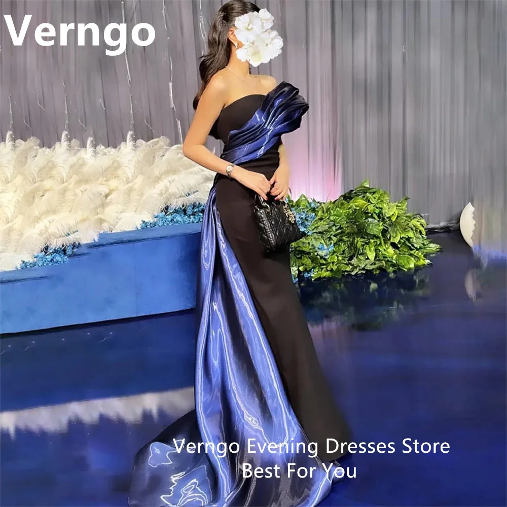 Top Trends: Verngo Contrast Color Evening Dress One Shoulder Mermaid Prom Gowns For Women Simple Dress For Formal Occasion Shoppable Styles