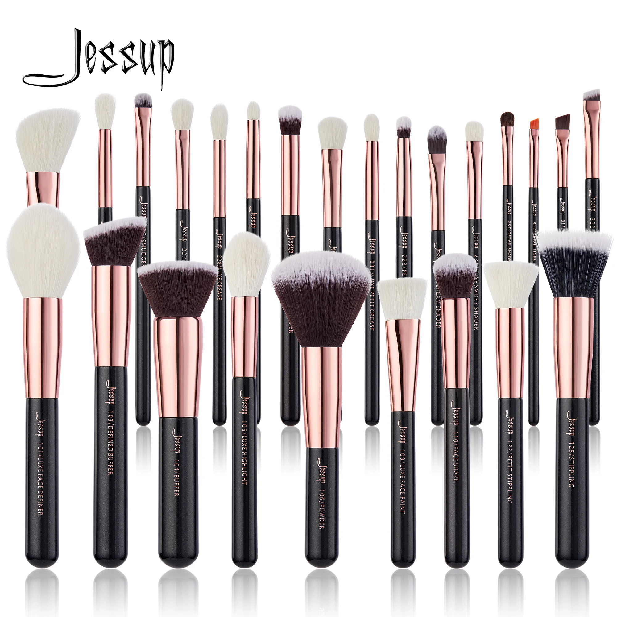 Top Trends: Jessup Makeup Brushes Set 6-25pcs Foundation Powder Eyeshadow Liner Brush Blending Highlighter Brocha Maquillaje RoseGold / Black Shoppable Styles