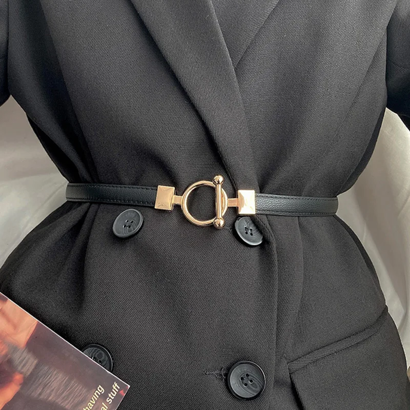 Top Trends: Women Leather Thin Belt Metal Simple Hook Buckle Adjustable Waist Strap For Trouser Dress Brand Designer Decoration Waistband Shoppable Styles