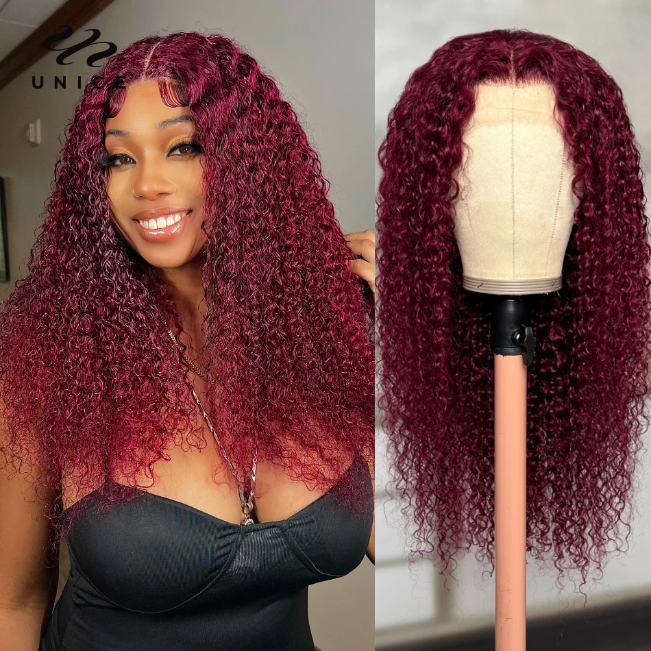 Top Trends: 99J Burgundy 13x4 Lace Front Wigs Curly Human Hair Lace Wigs Pre Plucked Hairline Transparent Lace Frontal Wigs On Sale Shoppable Styles