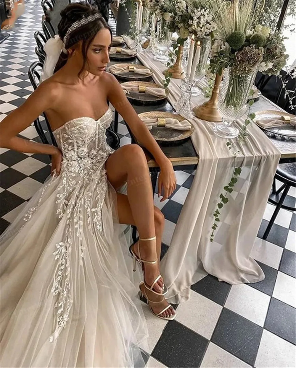 Top Trends: Beach Sweetheart Wedding Gowns For Bride Elegant Boho Bridal Dress Lace Appliques Sleeveless High Split Sexy Vestidos De Novia Shoppable Styles - Image 3