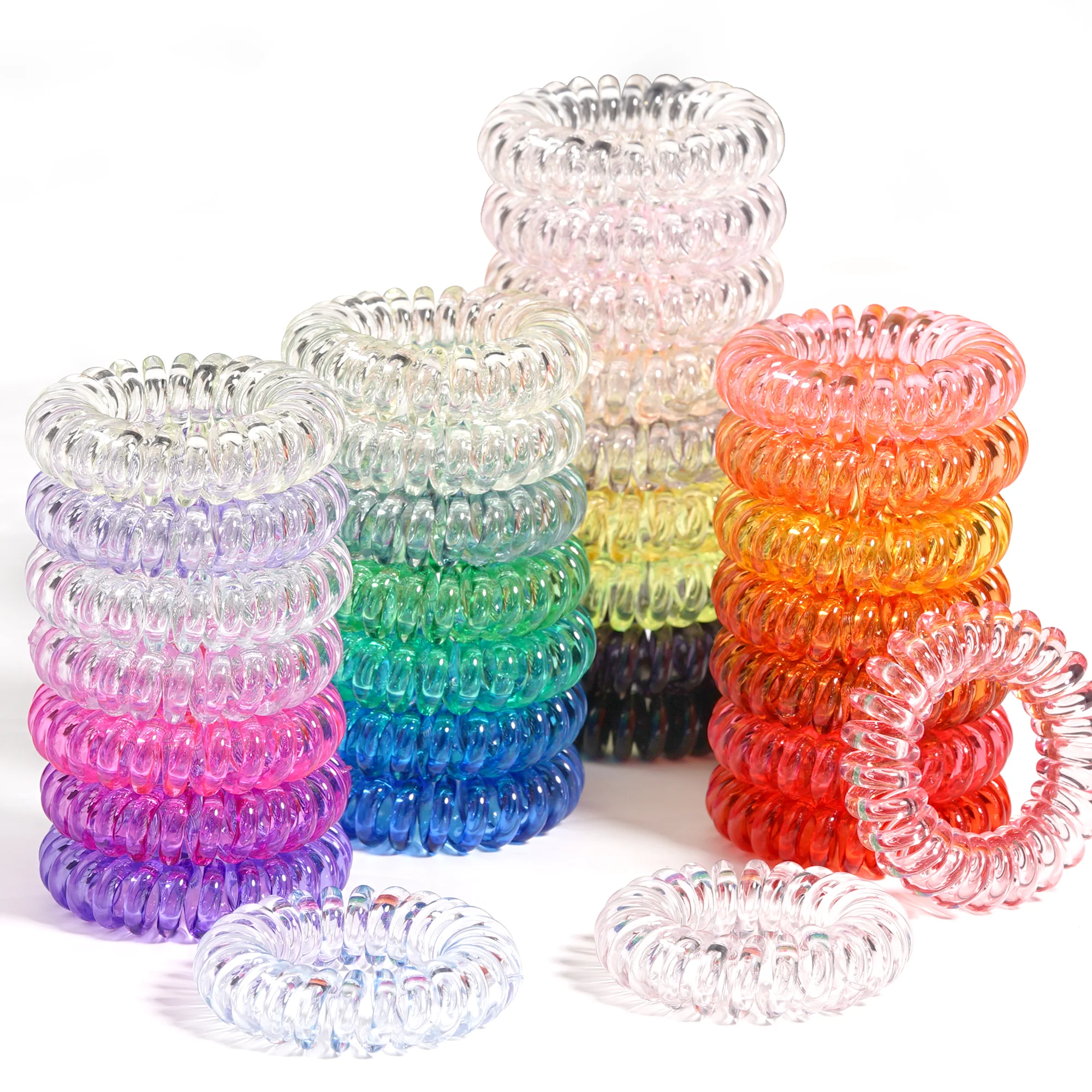 Top Trends: Hair Ties Colorful Elastic Plastic Hair Band Rubber Telephone Cord Scrunchies Hair Accessories Headwear Wholesale Shoppable Styles