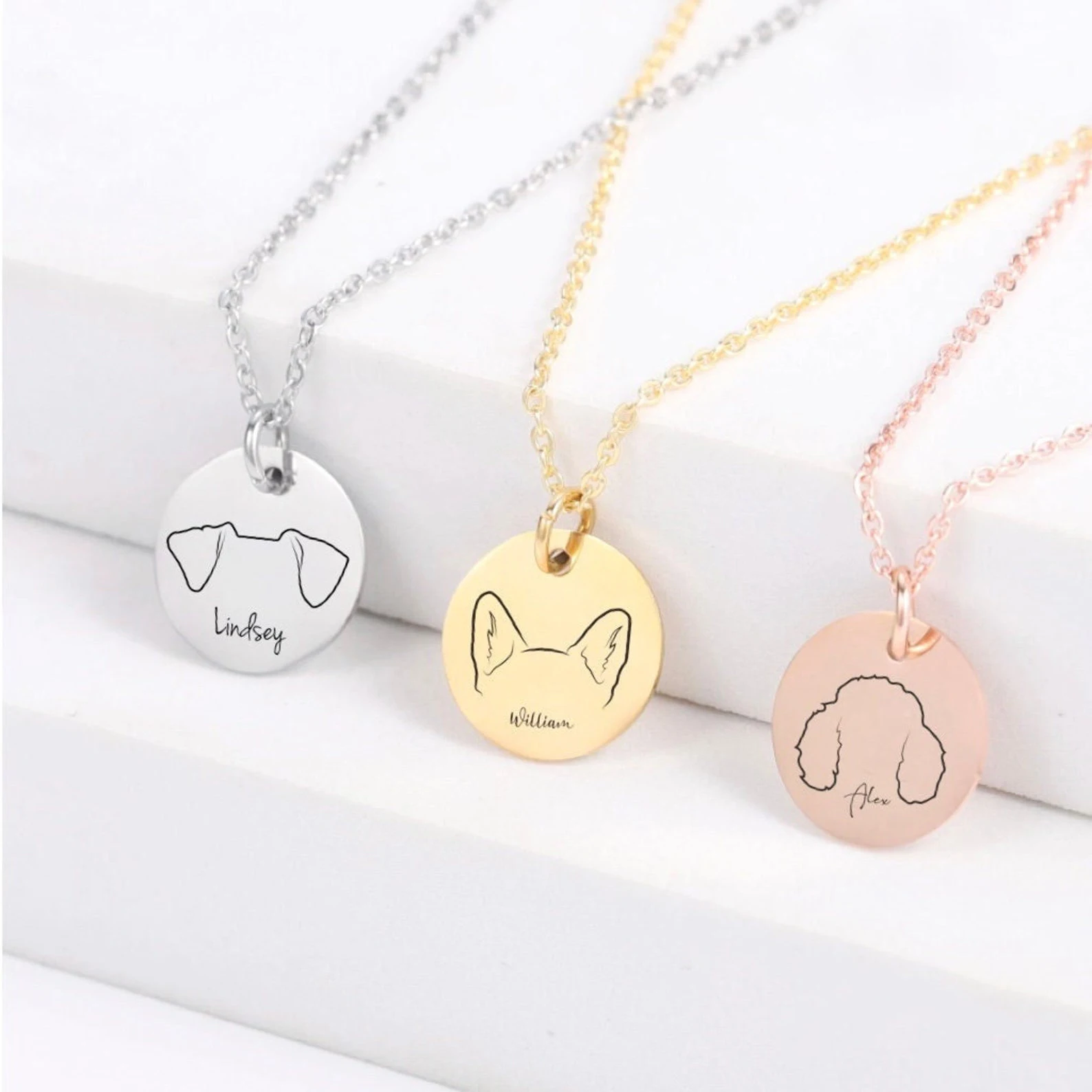 Top Trends: Personalized Dog Ears Necklace Custom Cat Pendant Engraved Dog Breed Nameplate Customized Animal Jewelry Commemorative Gift Shoppable Styles