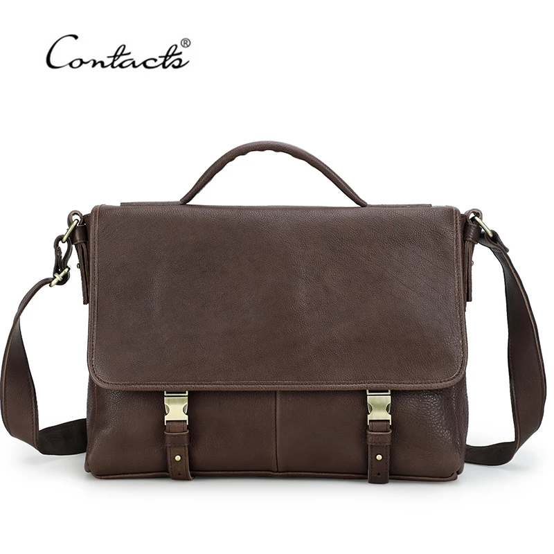 Top Trends: CONTACT'S Casual Men Bag Genuine Leather Briefcase Male Business Laptop Bags High Quality Messenger Bag Tote Handbags Bandolera Shoppable Styles