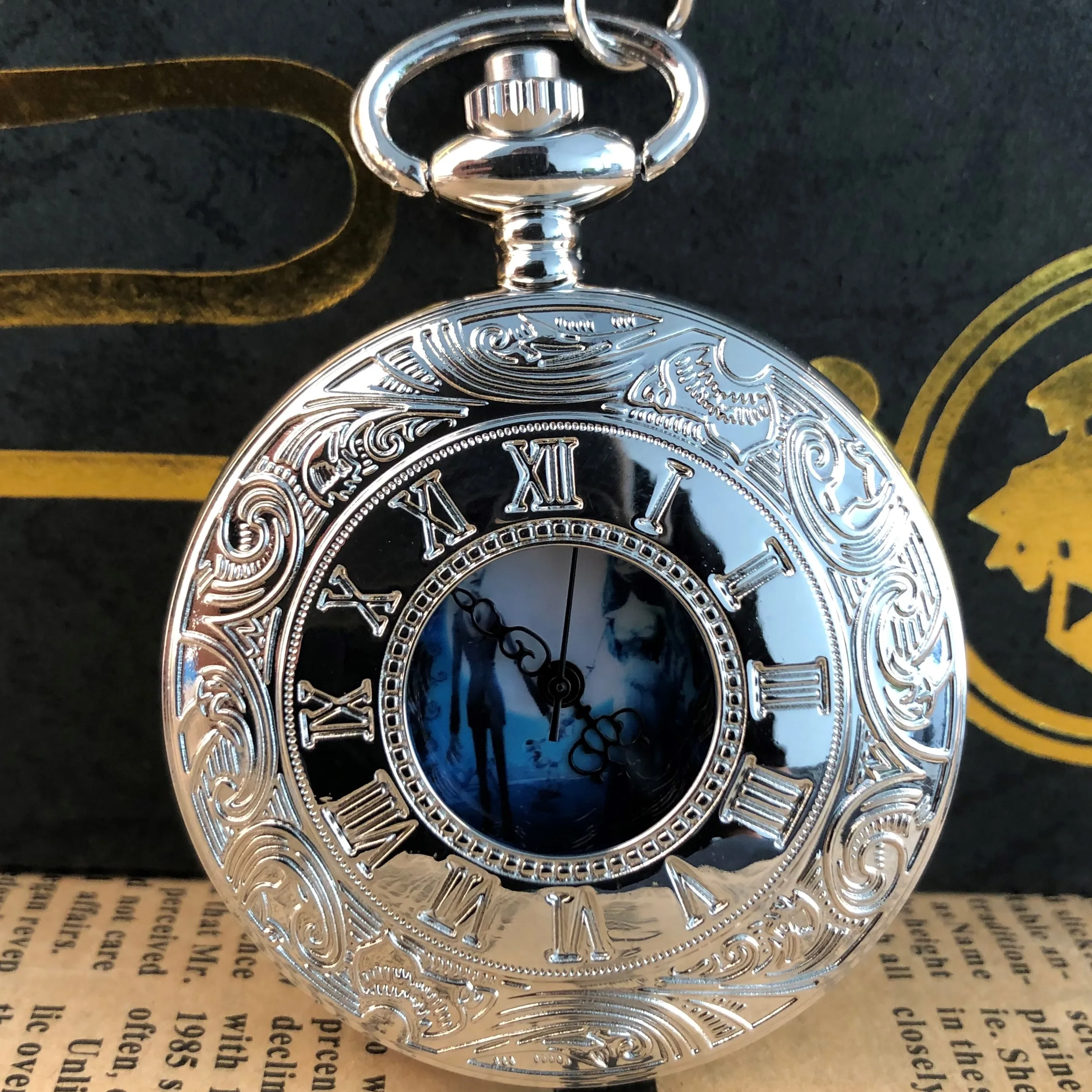 Top Trends: Roman Numerals Silver Pocket Watches Ghost Bride Vintage Pendant Unisex Quartz Pocket&Fob Chain Watches Shoppable Styles