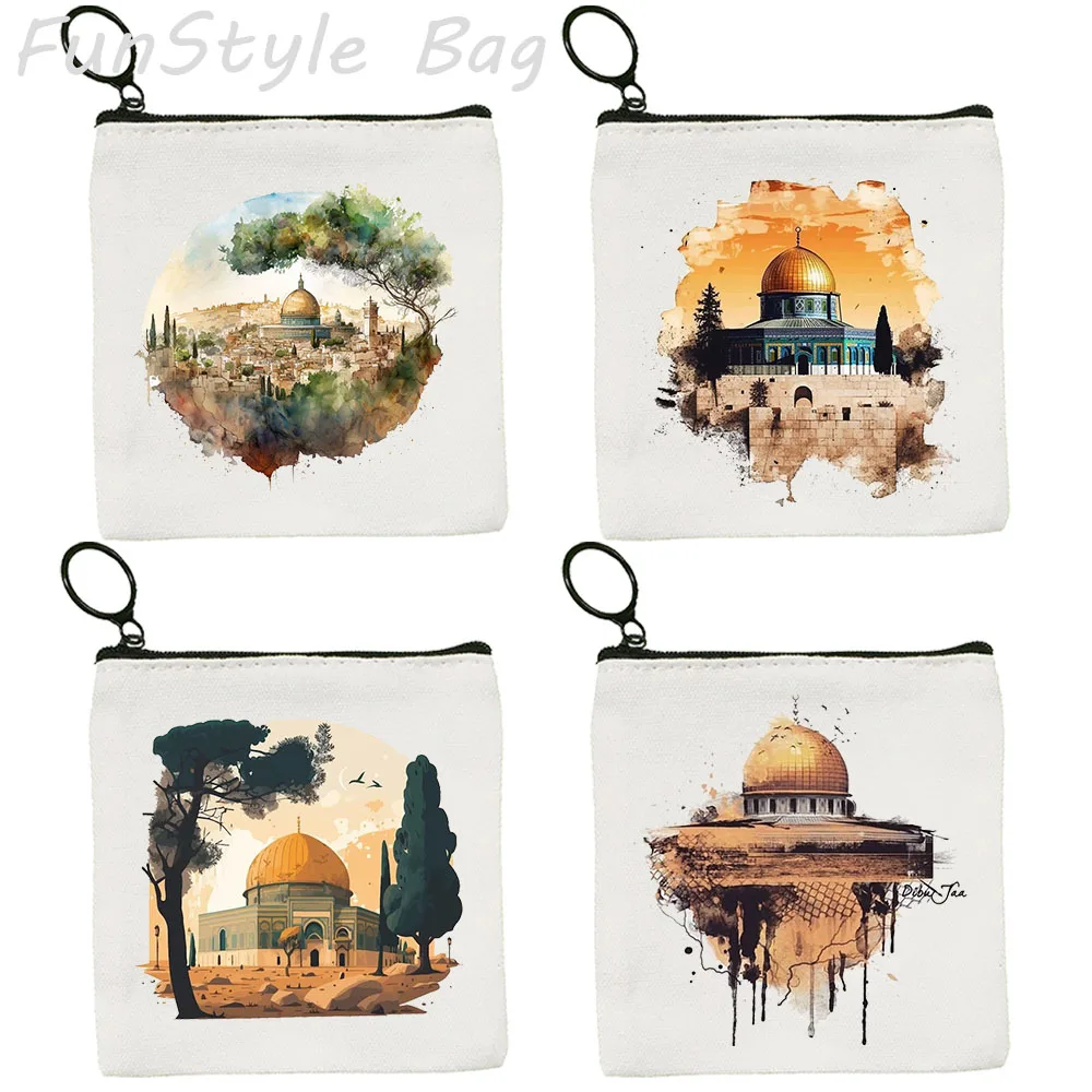 Top Trends: Coin Purse Dome Of The Rock Polygon Jerusalem Illustration Zipper Wallet Key Bag Small Money Pocket Cute Kids Mini Bag Shoppable Styles