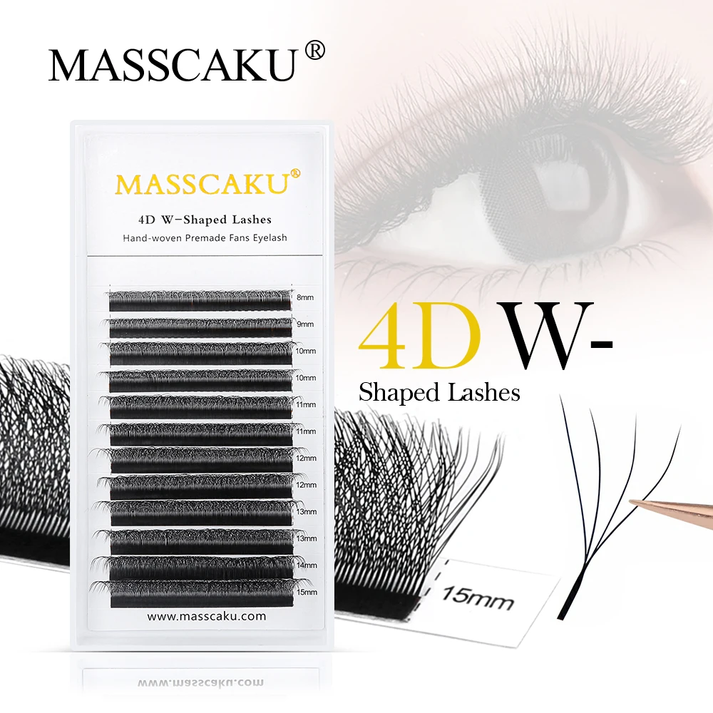 Top Trends: MASSCAKU 12Rows 4D 5D 6D Wholesales W Style Premade Volume Lashes Professional Faux Mink Individual Eyelashes Extensions Shoppable Styles