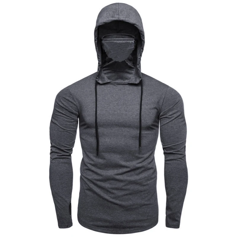 Top Trends: Mens Gym Thin Hoodie Long Sleeve Hoodies With Mask Sweatshirt Casual Splice Large Open-Forked Mask Hoodie Sweatshirt Hooded Tops Shoppable Styles