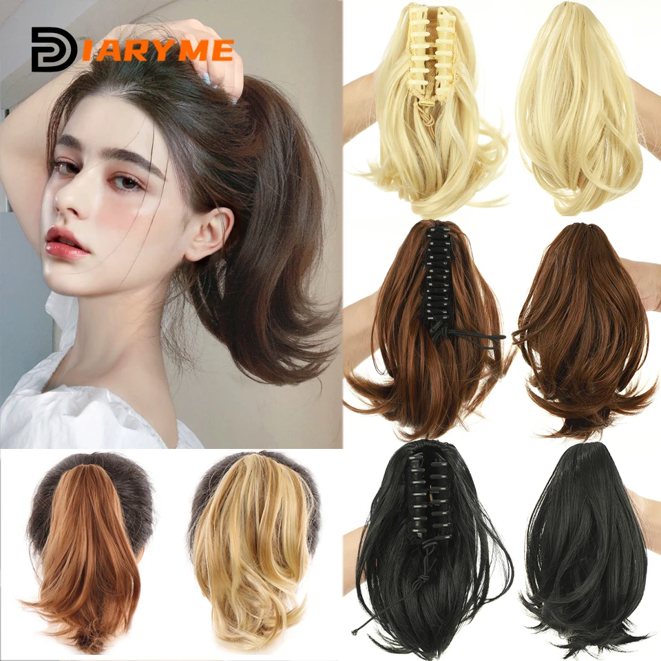 Top Trends: DM Tail Warping Ponytail Hair Extensions Synthetic Kinky Straight Hairpiece With Claw Clip Ponytail Natural Wig Black Brown Hair Shoppable Styles