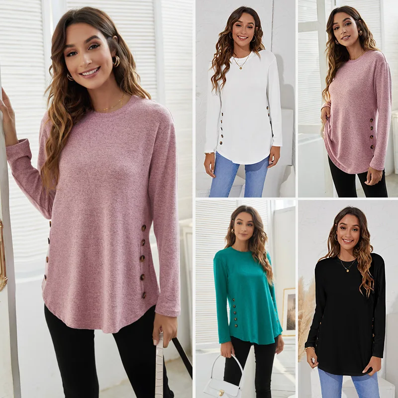 Top Trends: Maternity Clothes Long Sleeve Blouse T-Shirts Tees Spring Autumn New Casual Female Women Solid O-Neck Blouse Shirts Pullover Top Shoppable Styles