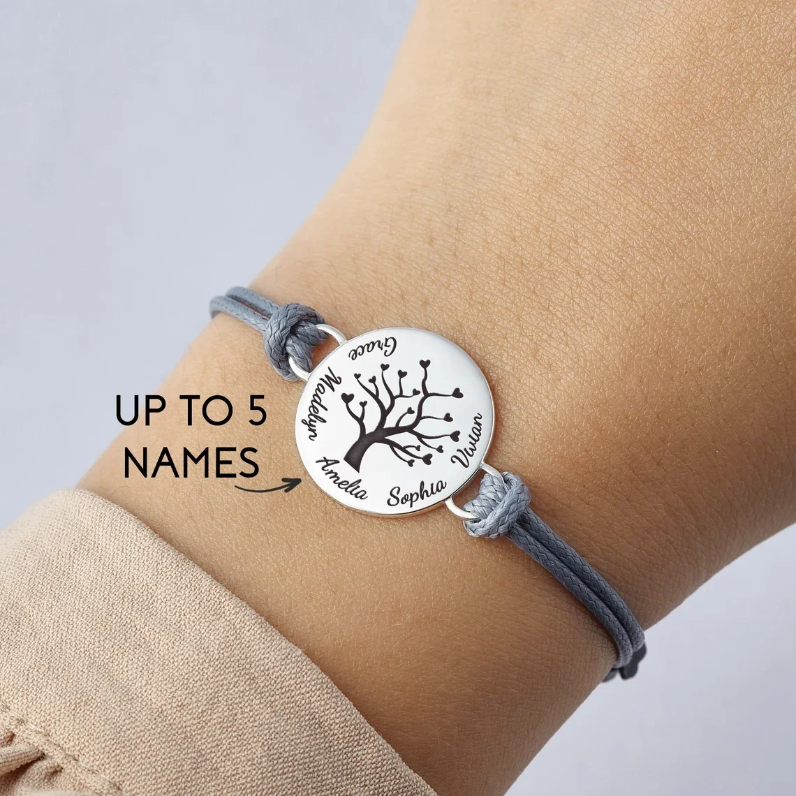 Top Trends: Custom Family Tree Name Bracelet For Women Personalized Tree Of Life Stainless Steel Adjustable Rope Round Bracelet Gift Jewelry Shoppable Styles