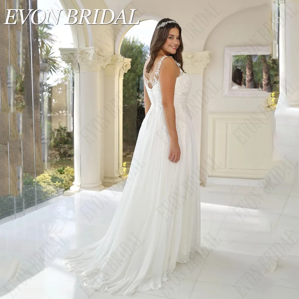 Top Trends: EVON BRIDAL Boho Sleeveless Wedding Dress Plus Size 2024 V-Neck Chiffon Bride Gown A-Line Lace Applique Vestidos Novias Boda Shoppable Styles - Image 2