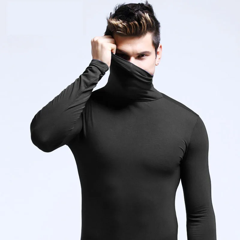 Top Trends: Winter Fashion Thermal Underwear Men Turtleneck T-shirts Long Sleeve Man Thermal T-shirt Men Sports First Layer Male Warm Coats Shoppable Styles