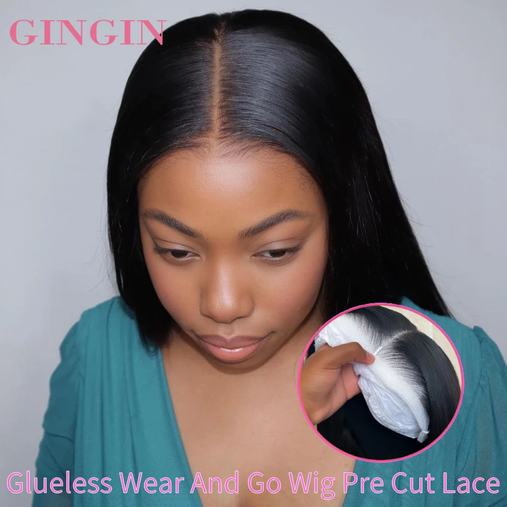 Top Trends: Brazilian Straight Glueless Wig Human Hair Ready To Wear 6x4 Lace Closure Wig Without Glue And Gel Pre Cut Lace Already 180% Den Shoppable Styles