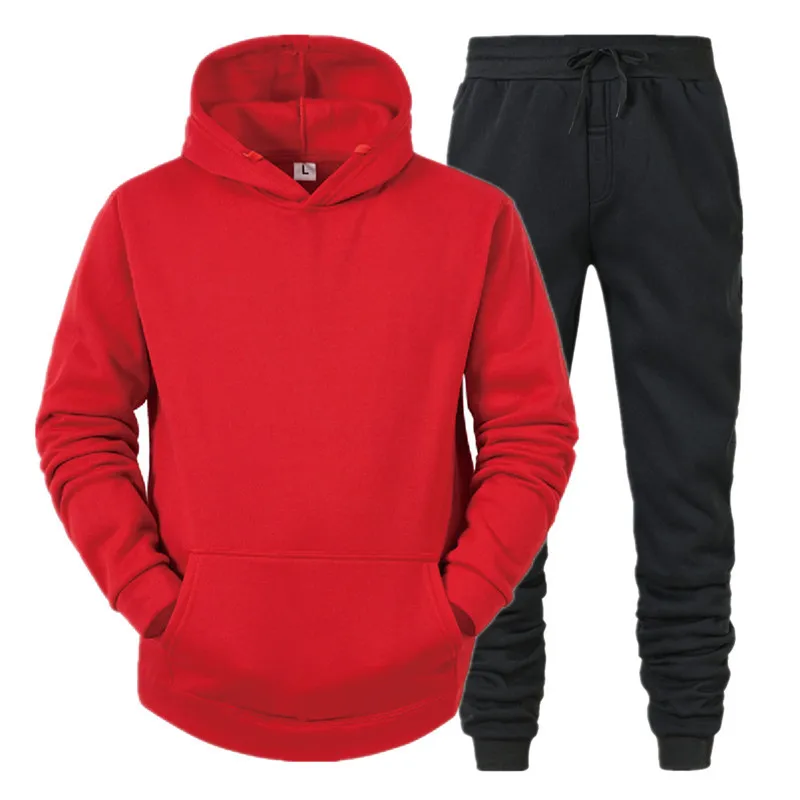 Top Trends: Men Sets Hoodie+ Pants Two-Pieces Casual Solid Color SweatSuit Men Fashion Sportswear Fleece Set Tracksuit Men&#039;s Clothing Shoppable Styles