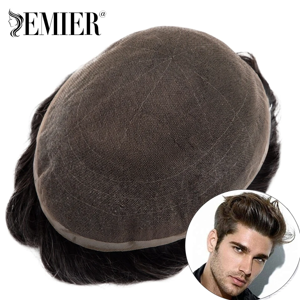 Top Trends: New Full Lace Men Toupee French Lace Base Human Hair Systems Men's Wig Breathable Male Capillary Prothesis Natural Wig For Men Shoppable Styles