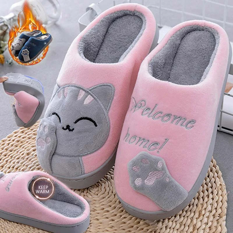 Top Trends: Winter Plush Flat Slippers Warm Cute Cartoon Embroidered Round Toe Flats Indoor Women's Bedroom Shoes Zapatillas Casa Mujer Shoppable Styles