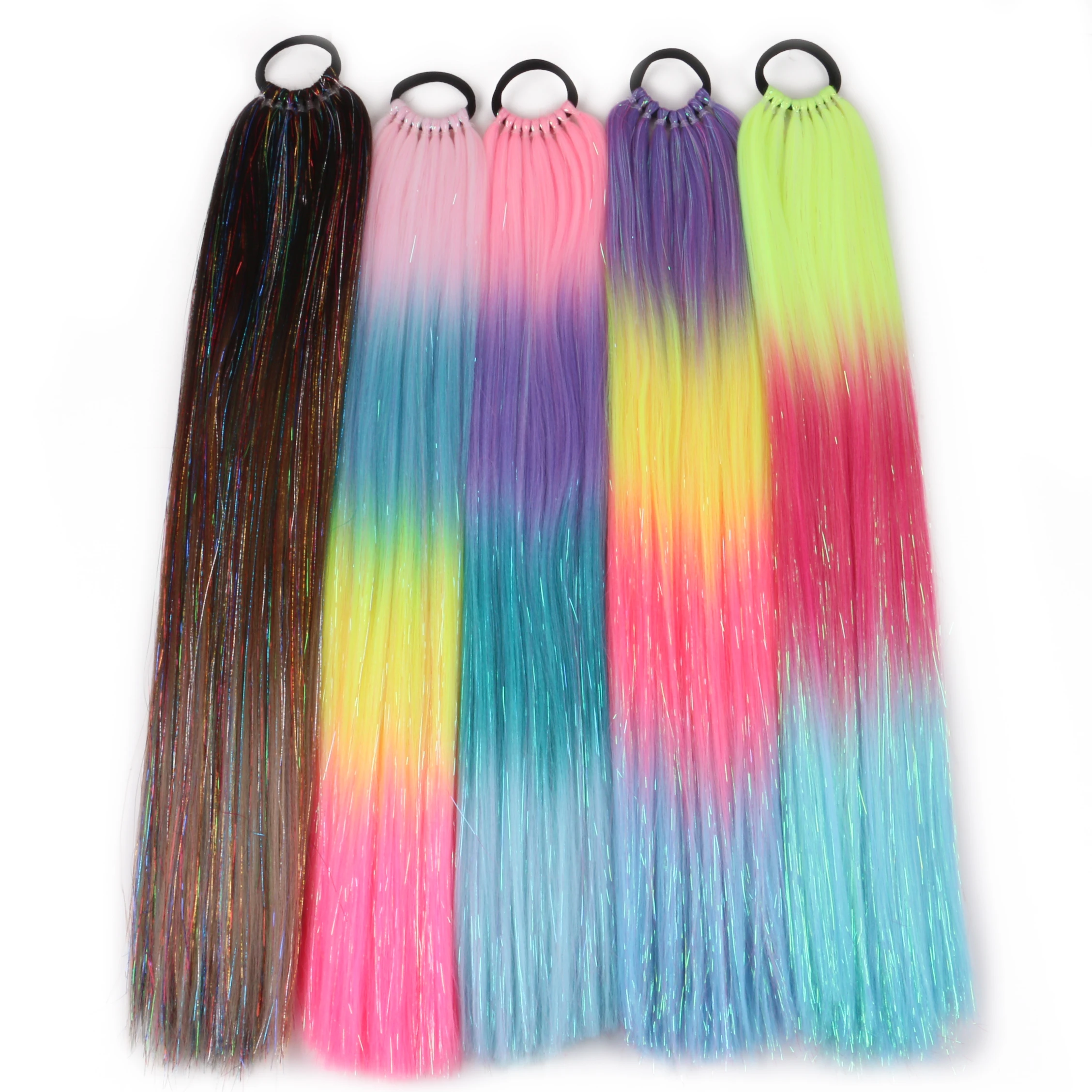 Top Trends: 26Inch 65cm Festival Carnival Synthetic Braiding Hair Jumbo Braids Pre Braids 9 Sectioned Glitter Tinsel Mixed Ponytail Shoppable Styles