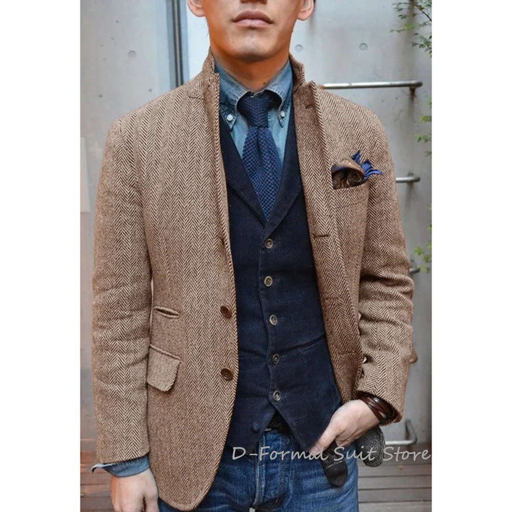 Top Trends: Men&#039;s Suit Wool Tweed Formal Business Jacket Herringbone Autumn And Winter Keep Warm Custom Casual Slim Fit Coat Veste Homme Shoppable Styles